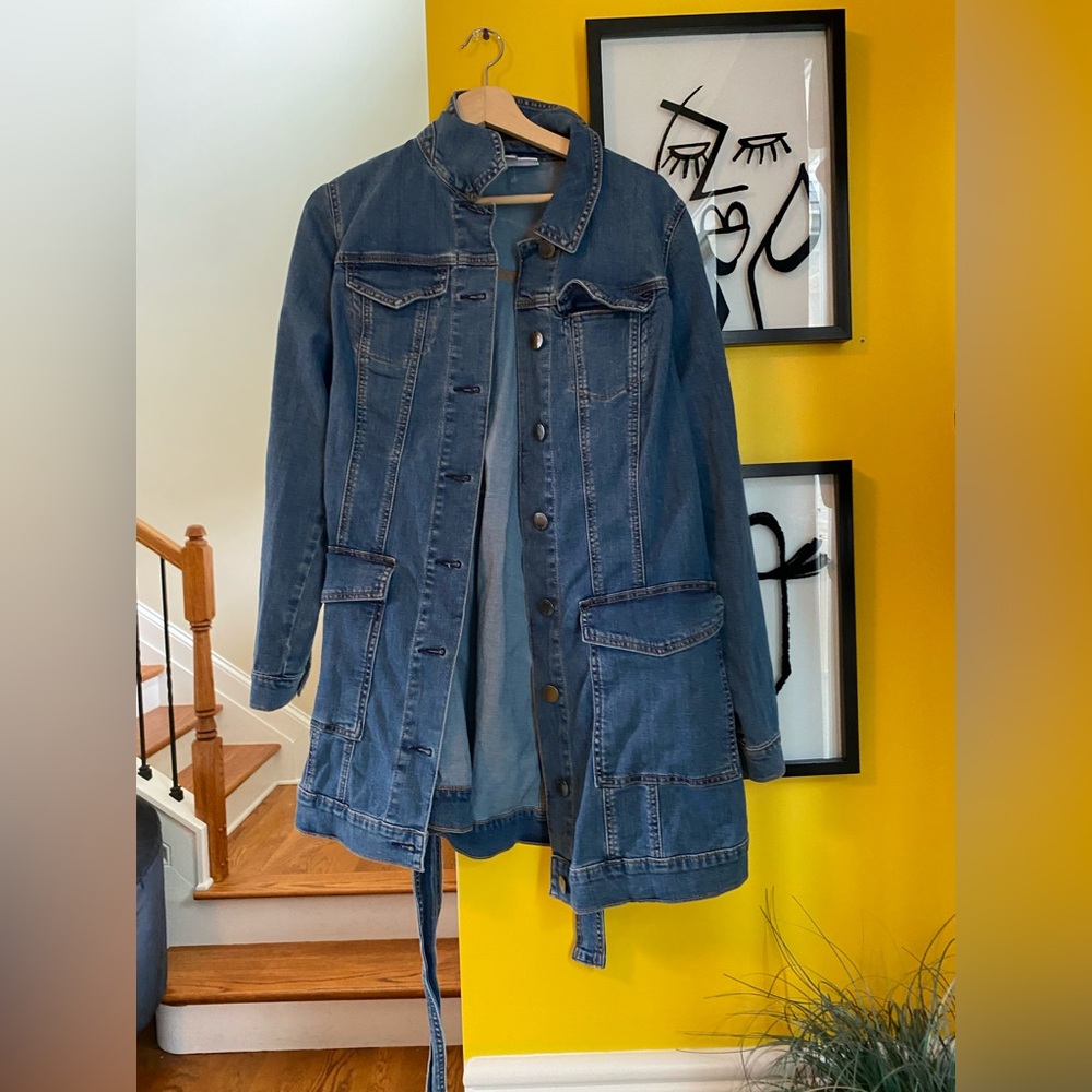Lane Bryant Utility Denim Jacket with Belt 14W NWOT